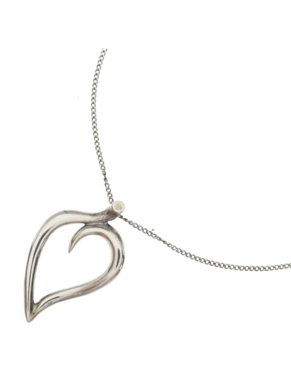 Tiffany & Co Leaf Heart Pendant Chain 925 Sterling Silver